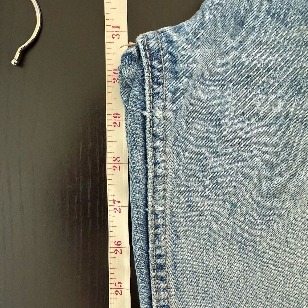 Zara Jeans Womens Sz 6 Blue Med Wash Cotton Wide Leg Baggy Distressed High Rise - Picture 15 of 16